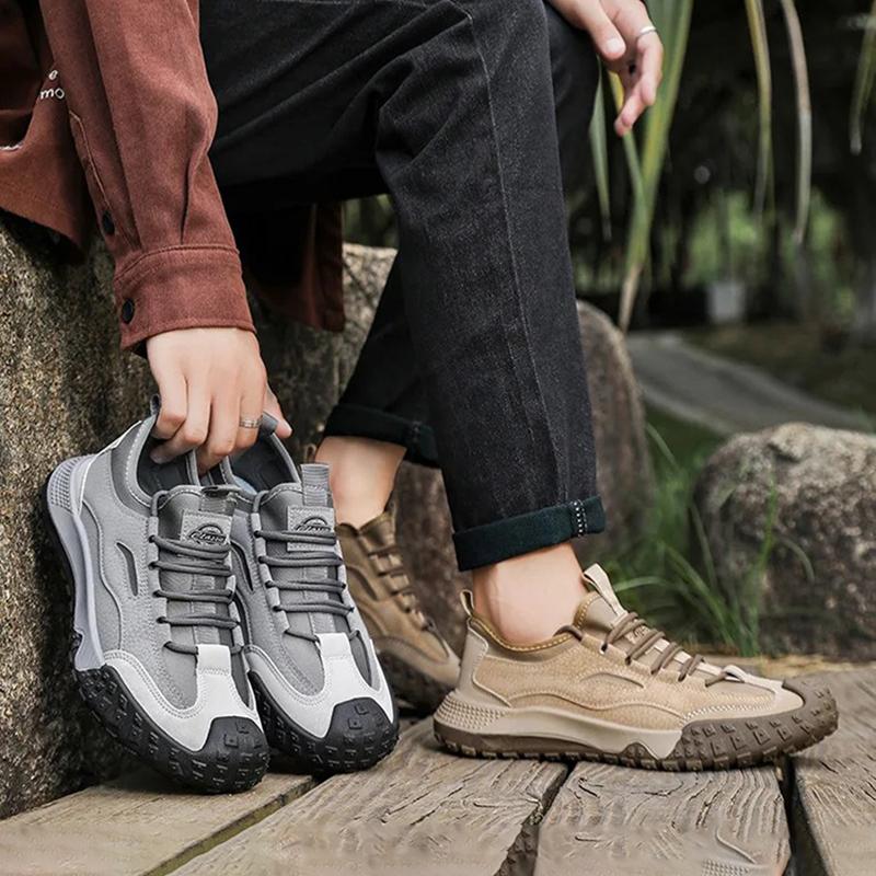 Oulylan Low Top Lace Up Work Shoes Anti Slip Wear Resistant Labor Footwear Casual Lightweight Thick Soled Sneakers for Men