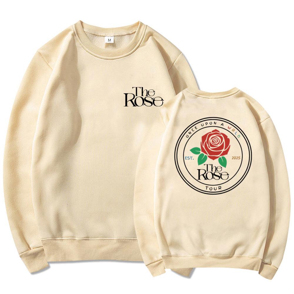 Mikina The Rose Once Upon A WRLD Tour Roztomilá koncertní mikina Korejské rockové tričko Dámská mikina s kulatým výstřihem Kpop grafické mikiny