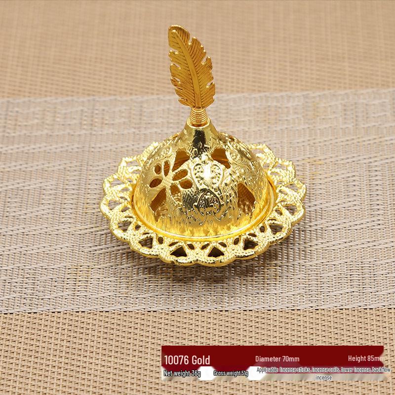 Mini Portable Arabic Incense Burner - Middle Eastern Style, Golden Tower Metal Aromatherapy Burner