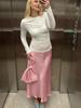 2025 Spring/Summer Floral Satin High-Waisted Midi Skirt