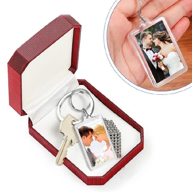 Rectangle Shapes Plastic Keychain Picture Frame Keyring with Split Rings