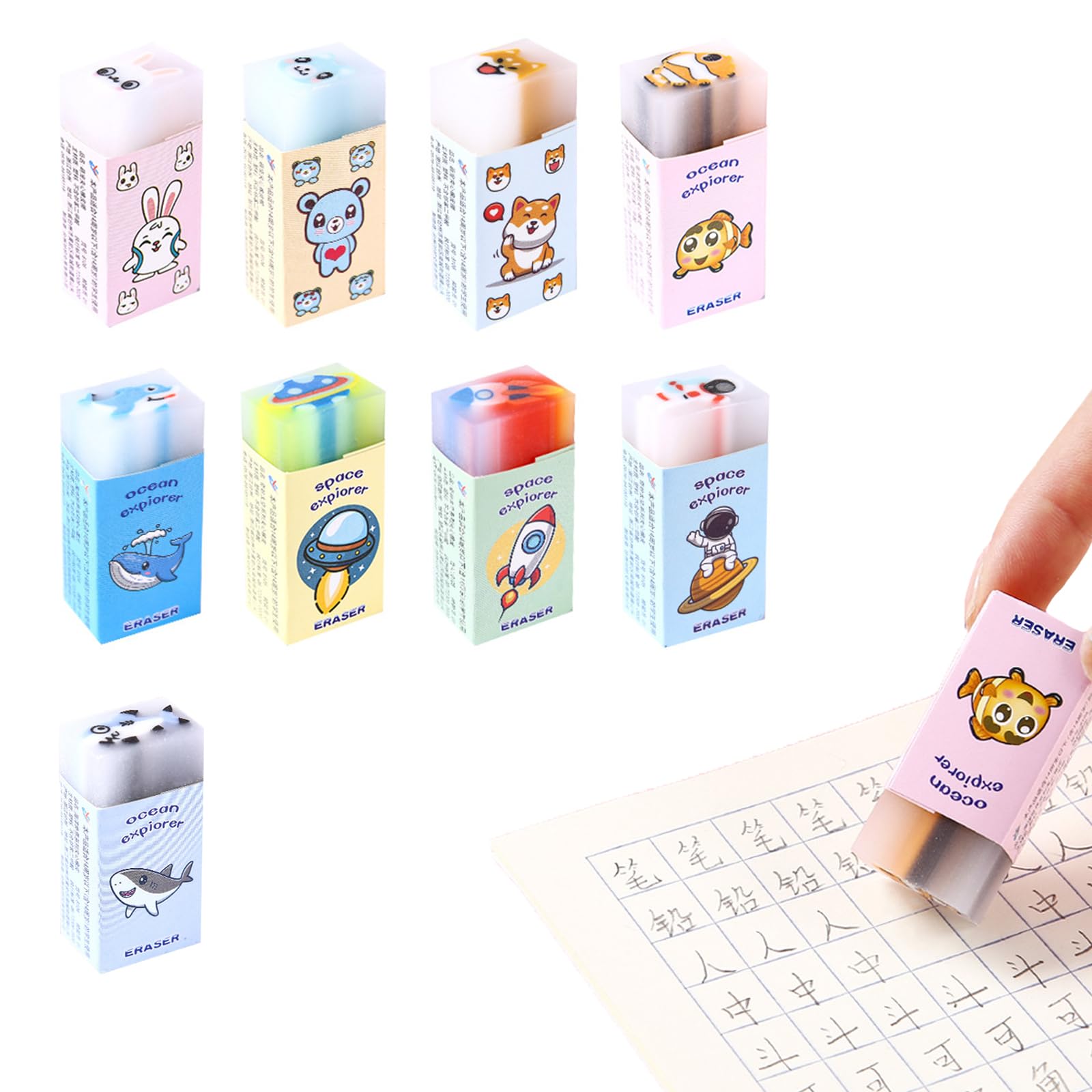 

Coollooda Kneaded Erasers for Ideal for Elementary School Excellent Erasing Cute Stick Popular and Fun for Learning and 9-Piece Set Drawing,
