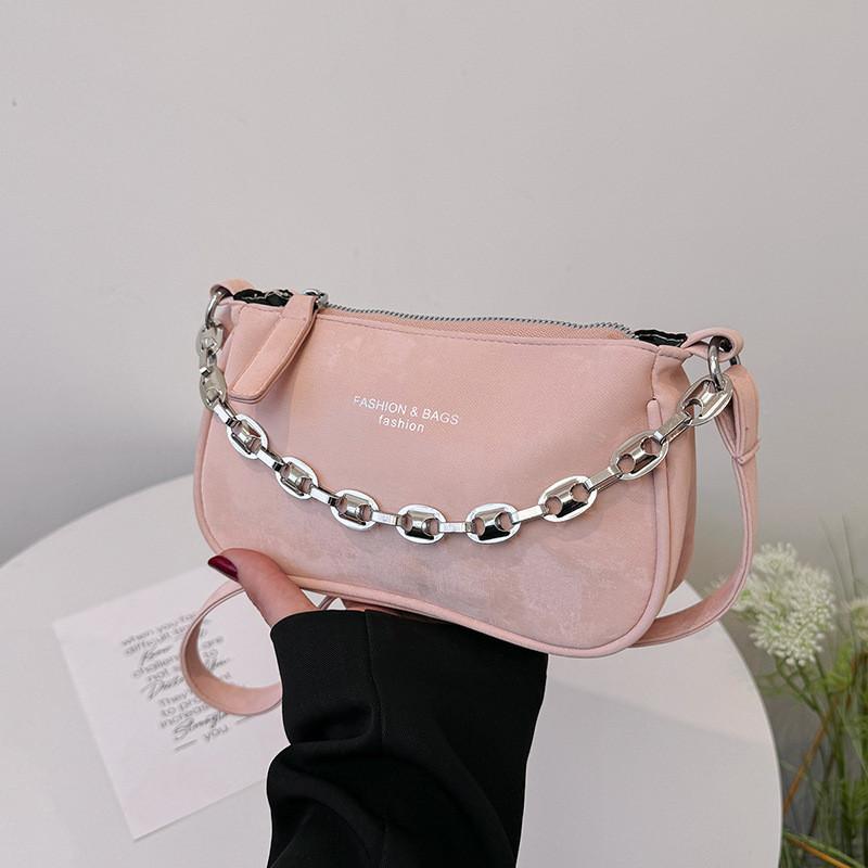 Trendy Spring 2024 Minimalist Pu Leather Shoulder Bag Fashionable Chain Crossbody Bag For Women