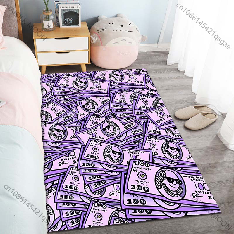 6 Styles Green Dollar Carpet for Living Room Bedroom Creative Doormat Home Decor Non-slip Floor Mat Modern Carpet Large Size