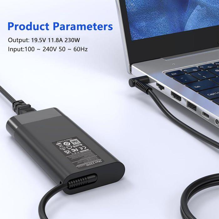 Chargeur Rapide 230W Slim pour PC Portable HP OMEN/Victus/ZBook Fury/Studio/Power 16 G9-G11, 4.5x3.0mm 19.5V/11.8A