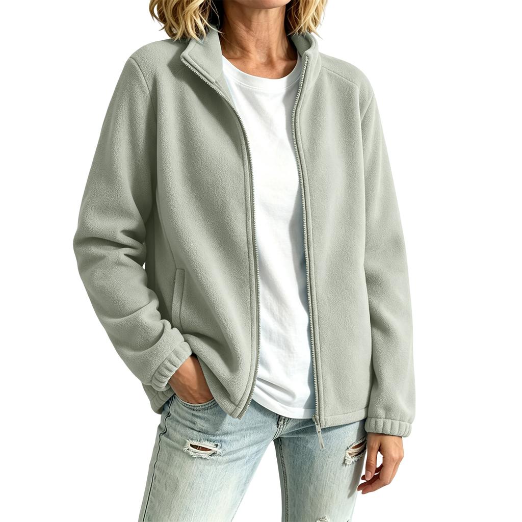 Women's Long Sleeve Jacket with Pockets and Zipper