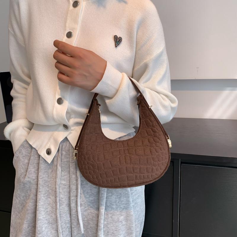 Fashion Luxury Design Felt Shoulder Hobo Bag Women Clutch Handbag Purse Female Solid Color Underarm Bag Premium