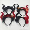 Gothic Red Black Flower Rose Headband Horn Hair Hoop Women Halloween Headband Party Costume Dress Up Carnival Hair Accessories