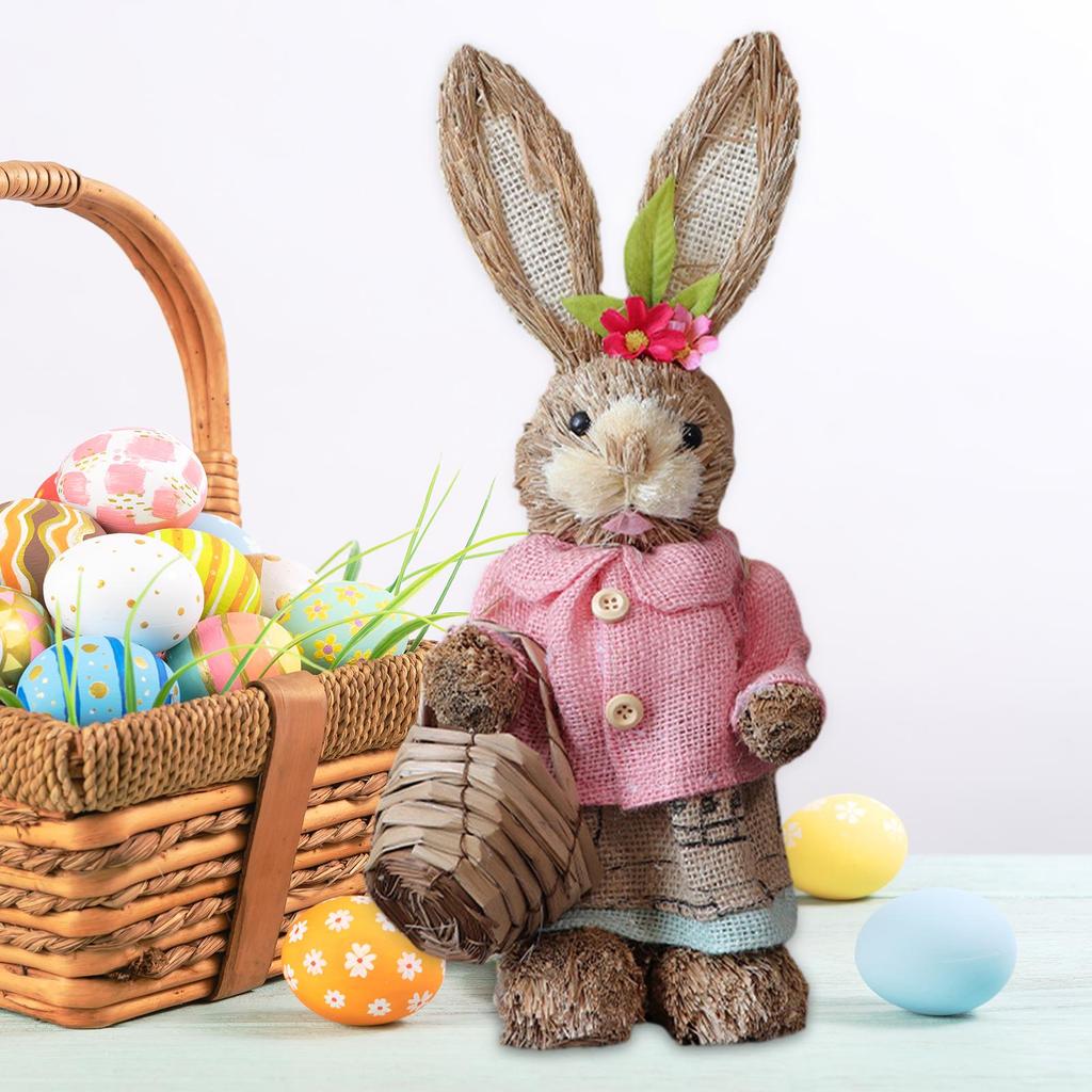 Charming Bunny Statue Handcrafted Rabbit Sculpture Spring Home Accent