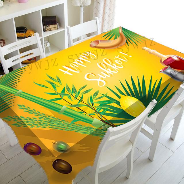 Jüdische Pfingst-Tischdecke, Party-Dekoration, rechteckige Guava-Dattelpalmen-Druck-Kollektion, Urlaub, schmutzabweisende Tischdecke