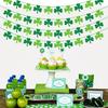 St Patricks Day Decorations 4PCS Felt Shamrock Garland Banner - NO DIY Shamrock Clover Garland Banner for St Patricks Day Decor - Dark Green Light