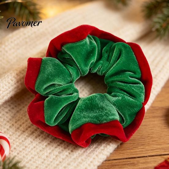 Soft Elastic Hair Bands for Women Christmas Velvet Scrunchies, Ties Girls, Lightweight Holiday Parties Contrast Color Ponytail Holder Accessories