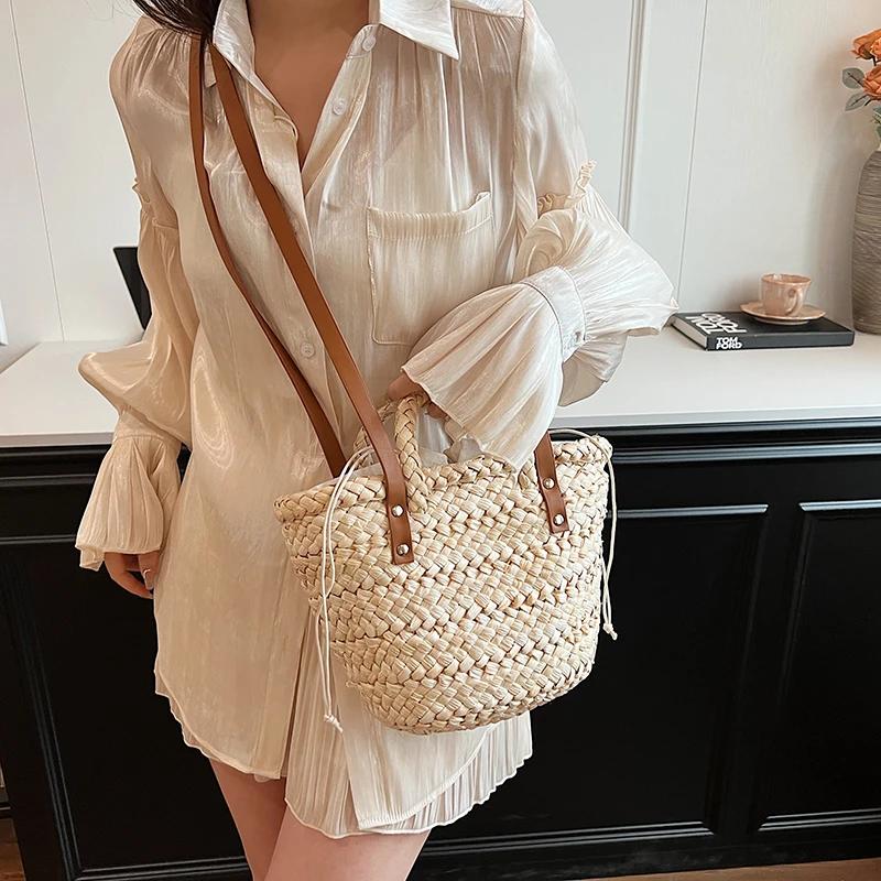 Sommer Strandtasche handgemachte Boho Stroh Designer Schulter Crossbody Urlaubstasche