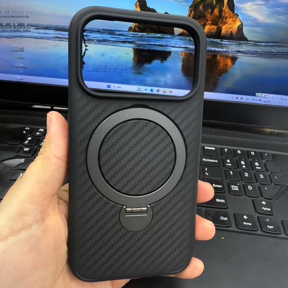 

Металлический держатель из углеродного волокна Магнитный чехол для iPhone 17 Air 16 15 14 Plus 13 12 11 17 Pro Max 16e Беспроводная зарядка Крышка iPhone 15 чёрный