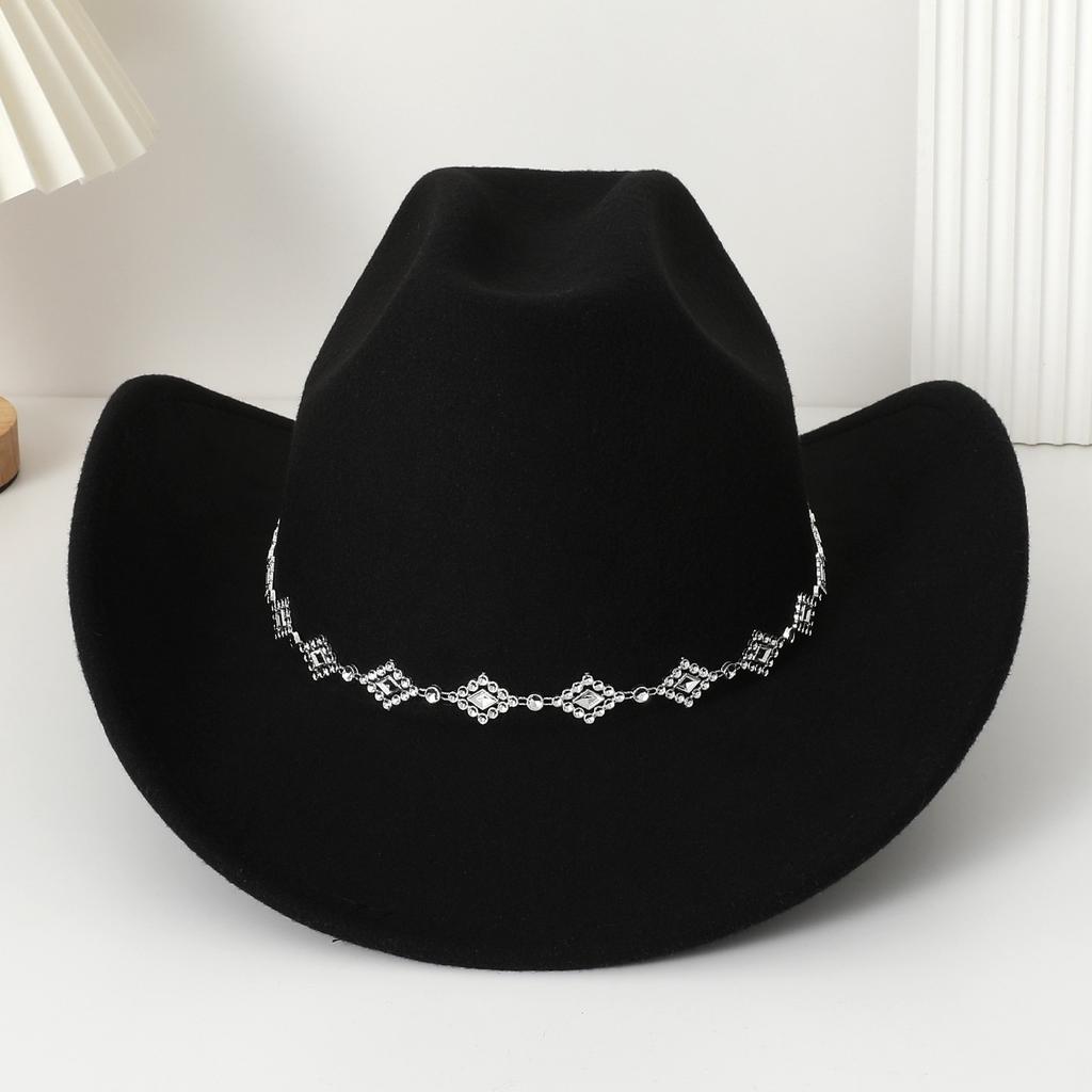 European and American rhombus sequined western cowboy top hat men's and women's casual top hat jazz hat