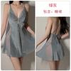 Women's Velvet Mesh Side Slit Padded Cami Sleep Dress with Robe Lounge Set
