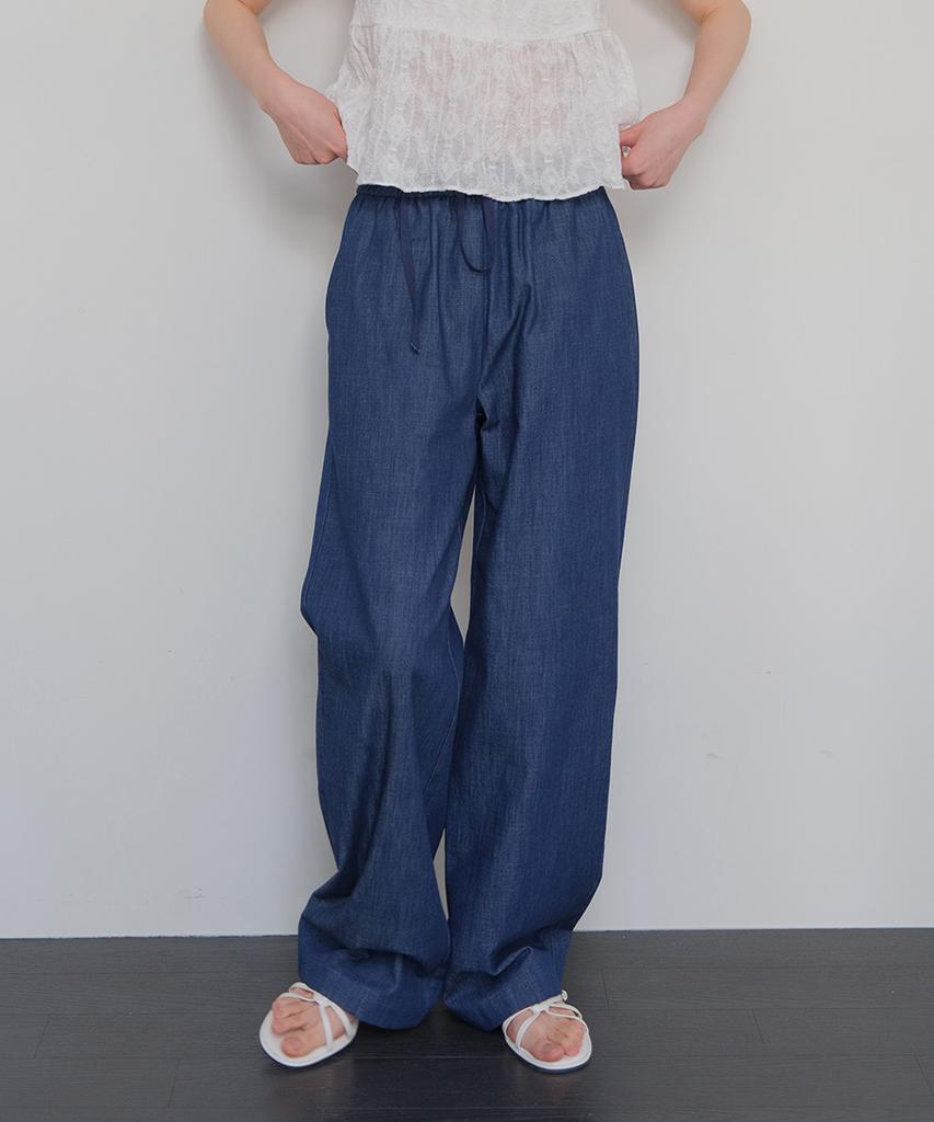 Moui Denim Banding Slacks (D/Blue)