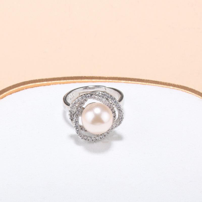 New Fashion   Accessories Pearl Earrings And Necklace Bridal Jewelry For Women Adjustable Ring Size