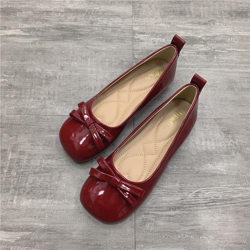 Square Toe Bowknot Patent Leather Women's Flat Shoes Slip-On Ladies Loafers Ballerina Single Mules Shoes Zapatos Mujer WSH5330