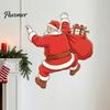 Winter Holiday Wall Decor Christmas Sticker, Self‑Adhesive Climbing Santa Claus Decals, Funny Glass Stickers Mural for Living Room Entryway