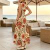 Longline Tank Dress,Relaxed Sleeveless Soft Cotton Dress,Retro Ethnic Style Ideal for Travel Vacation Photos,Daily Casual & Getaway Wear
