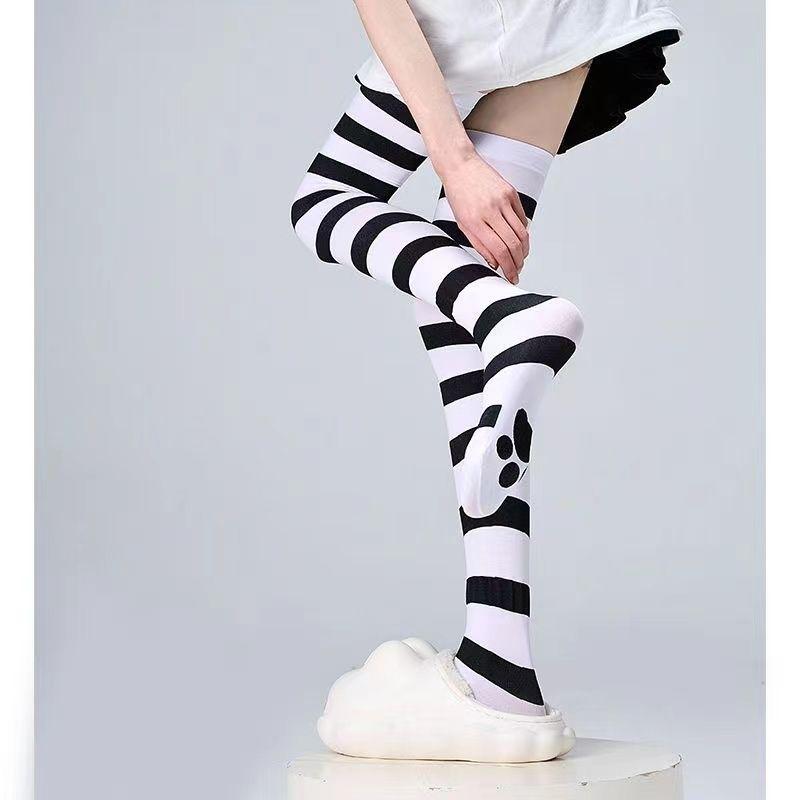High, Horizontal Striped, Cat-paw, Cute Long, Over-the-knee Socks for Student Girls In A College Style
