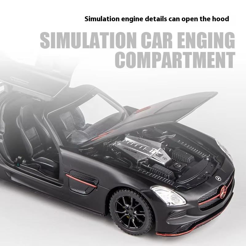 1:32 Mercedes Benz SLS AMG Supersportwagen Legierung Druckguss Modellauto Sound und Licht Kinderspielzeug Ornamente Junge Geschenk Sammlung Hobby