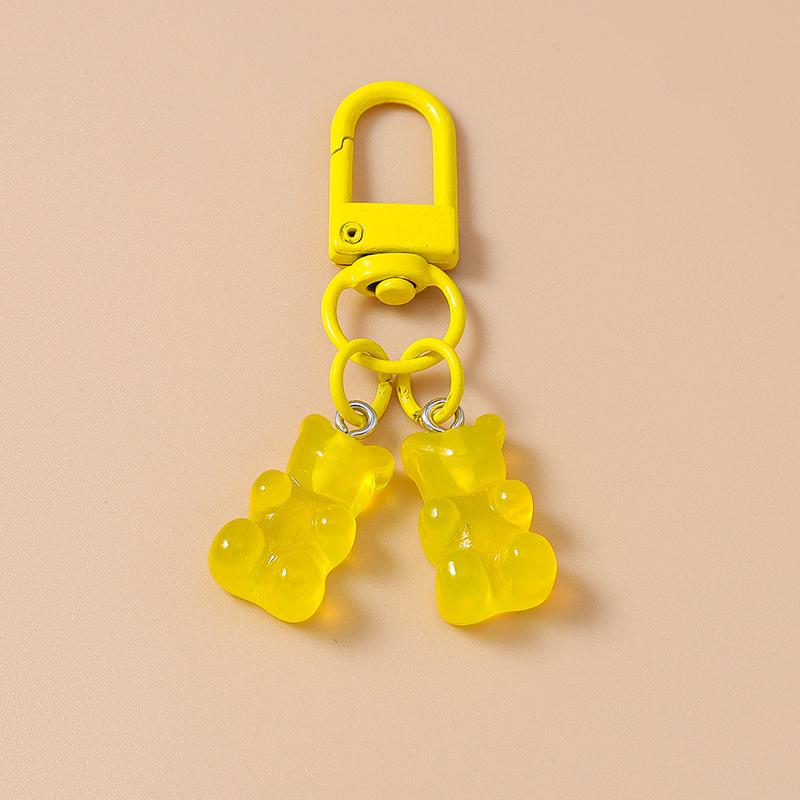 Cute Resin Candy Bear Keychain 3D Simulation Animal Key Rings for Women Girls Handbag Pendants DIY Kid's Jewelry Gifts