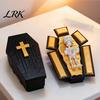 Spooky Room Accents 3D Printed Folding Coffins Figurine with Skeleton Ornament, Miniature Articulated Statue, Dark Gothic Desktop Decoration