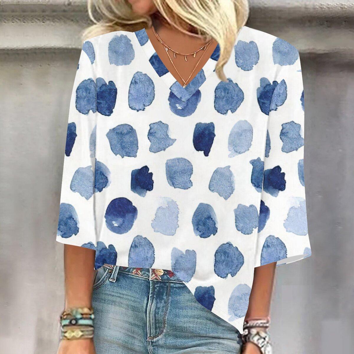 

2023 Весенне-осенний новый модный топ с рукавом 3/4 и принтом