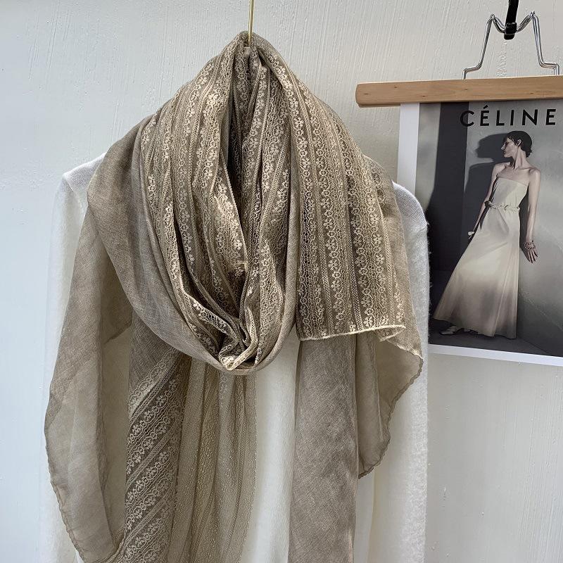 Vreovor Gentle Lace Linen Thin Scarf Fashionable Women'S Outer Shawl Early Spring And Summer Foreign Style Gift