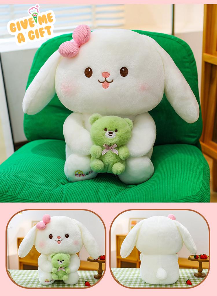 Non-Toxic Kawaii Bunny Bear Plush Toy Cute Rabbit Plush Toy Stuffed Animals Pillows Kids Birthday Christmas Gift For Children Valentine'S Day