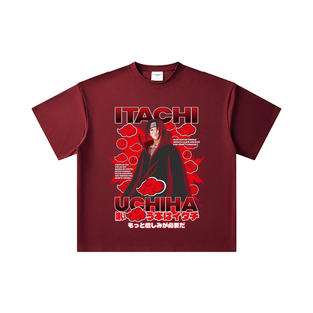 260 GSM Double Yarn 32 Count 100% Cotton Naruto V22 Itachi Print Unisex Heavy Cotton T Shirt