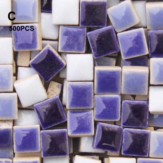 500Pcs 1x1cm Ceramic Mix-color Square Glass DIY Crafts Mosaic Tiles Art