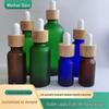 Brown Glass Essential Oil Bottle with Bamboo Lid and Dropper for Cosmetics