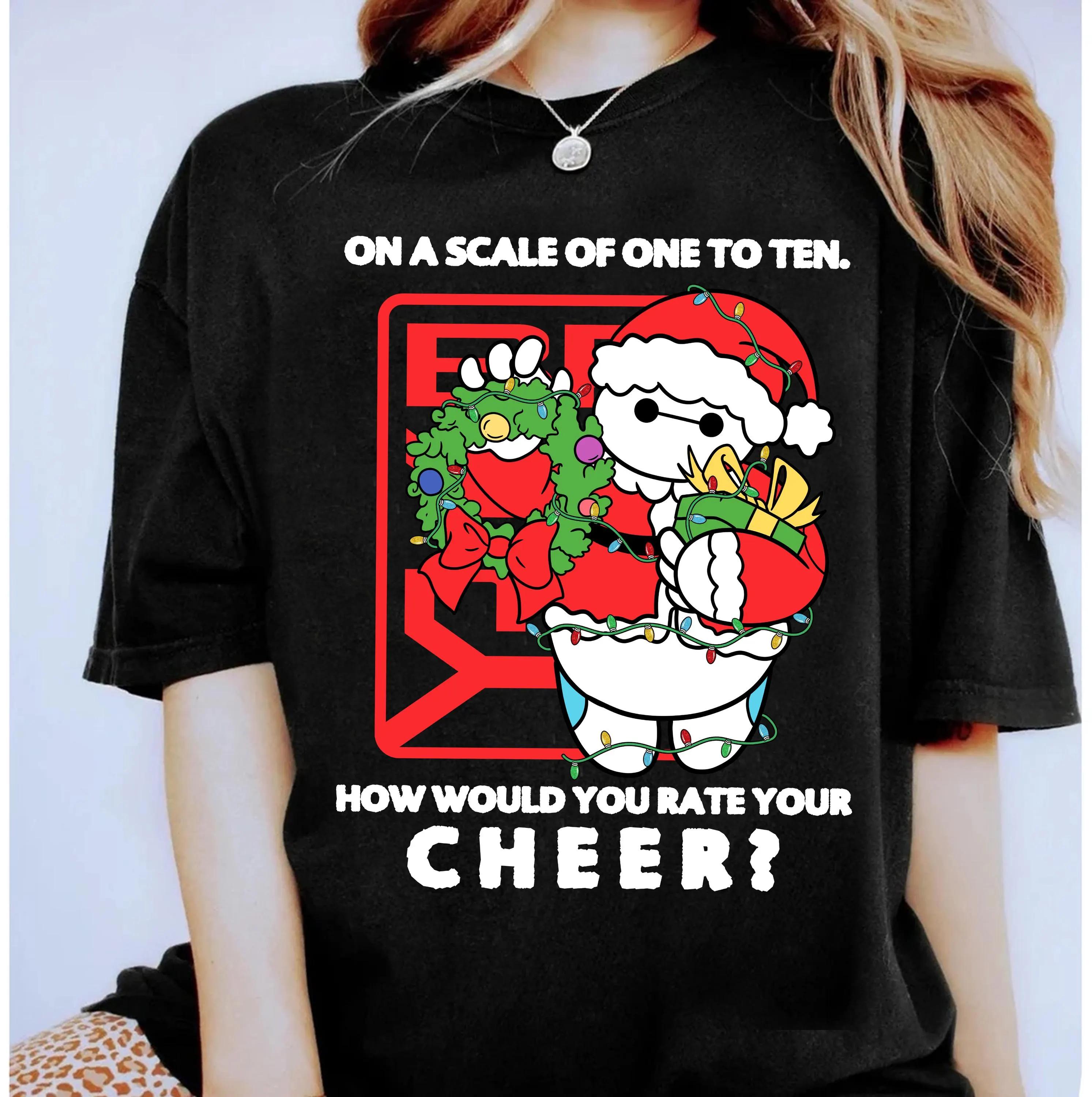 Big Hero Baymax How Would You Rate Your Cheer Xmas TShirt Cute Baymax Chubby Santa Costume Matching Shirts S