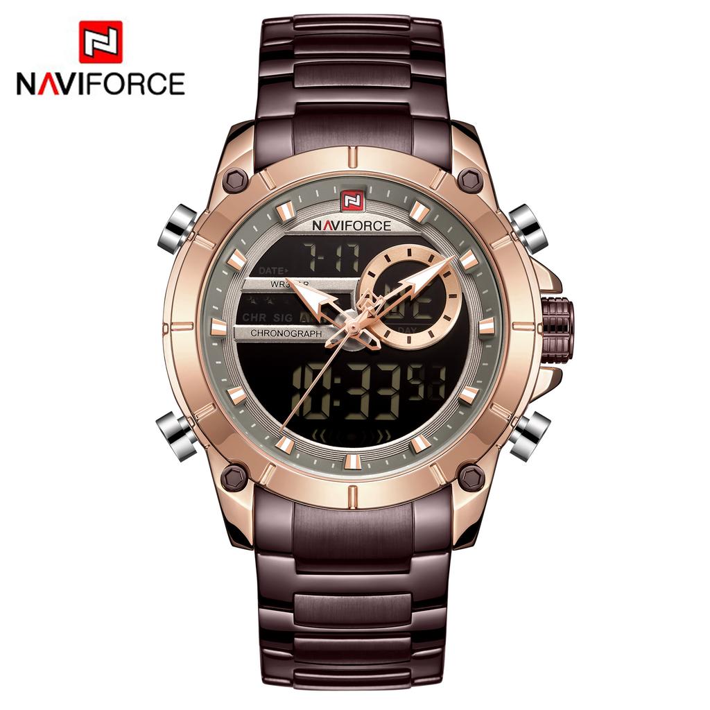 Naviforce 9163 New Fashion Men's Wristwatch Waterproof Dual Display Luxury Digital Quartz Watches for Relogio Masculino Relojes