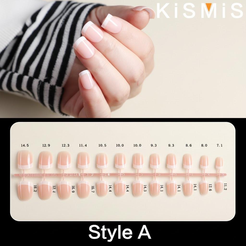 24Pcs French Pink Fake Nails Short Long Almond Shape Press on Nail Art Tips Natural False Nail Set