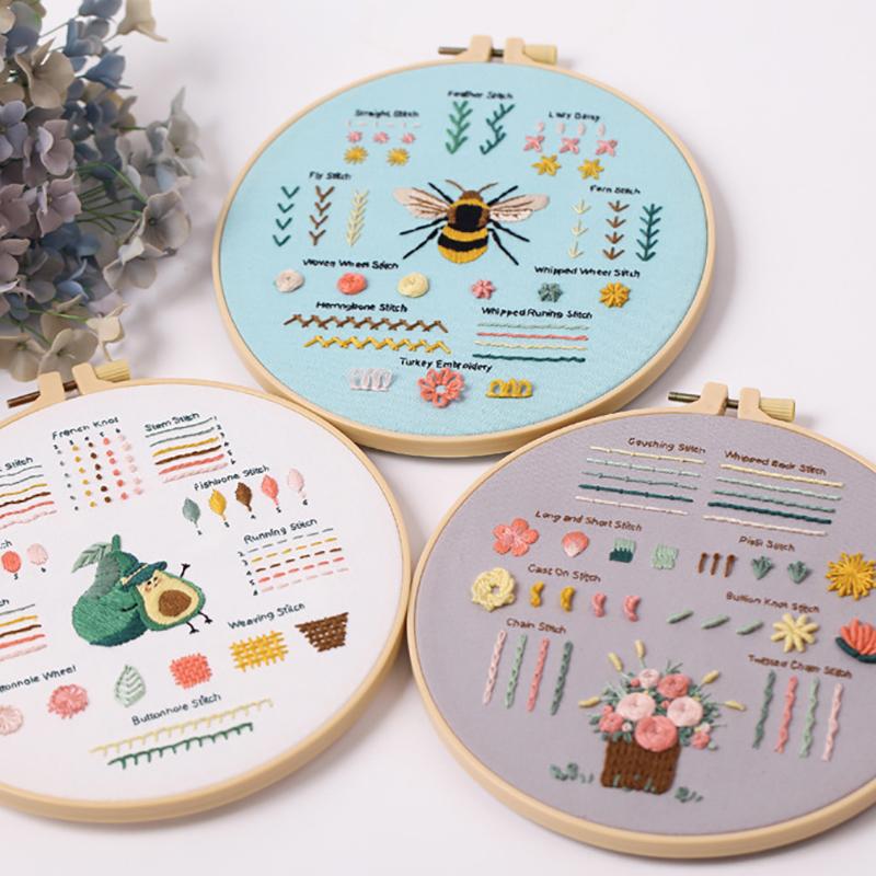 Embroidery Kit For Beginners Adults 3 Embroidery Kit Stamped Patterns Needles Color Threads Full Range Accessories Cross Stitch