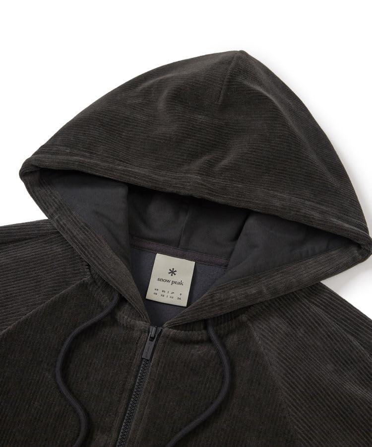 Snow Peak Corduroy Hoodie Zip Dark Small Women's S-Cropped GS-S25WWFFJ73, Men's/Women's, Charcoal,