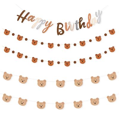 Süße Teddybär Girlande Folienballons Happy Birthday Banner Babyparty Kinder 1. Bär Thema Geburtstagsparty Dekoration Lieferungen