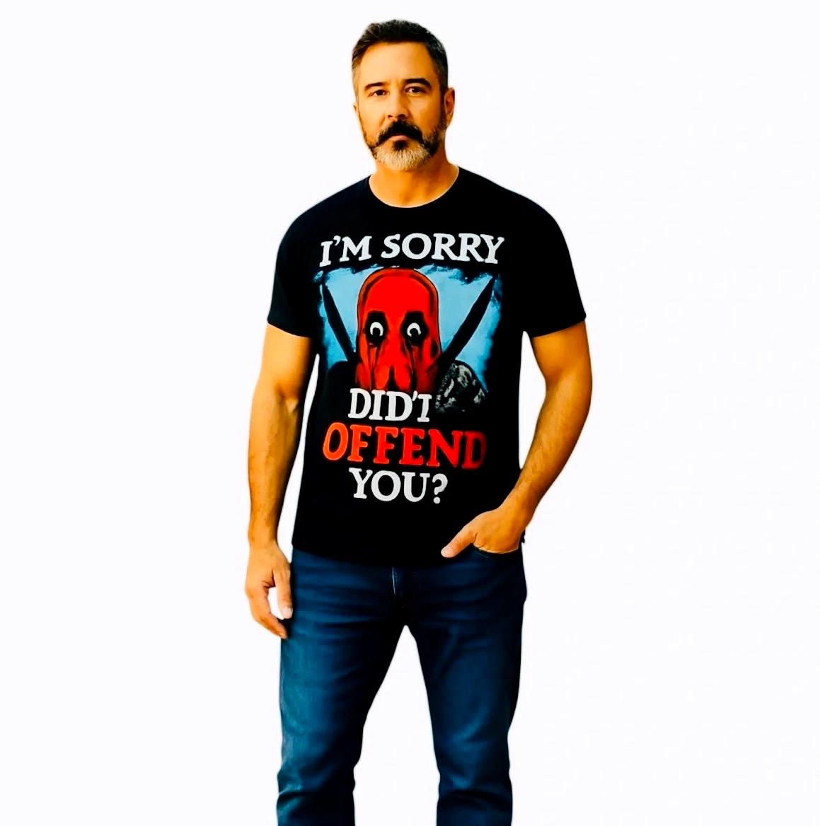 Deadpool I’m Sorry Did I Offend You T-Shirt Men’s Medium Black Marvel Tee 4XL