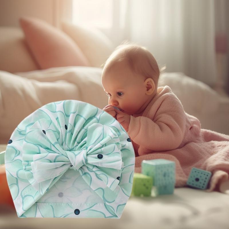 Baby Hat Unisex Newborn Muslin-Hat Big Bowknot Brimless Hat Infant Windproof Headwear Newborn Hat Spring Warm Headdress
