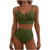 2 Piece Bikini Set Women’s U-Wire Cutout Popular Swimsuit High Waisted Textured 2026 Summer Beach Swim Female Bathing Suits