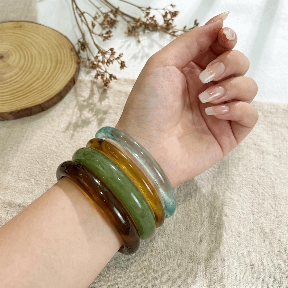 4 pcs/set Minimalist Resin Bracelet Set Vintage Layering Jewelry Retro Stackable Bangle Gift Giving