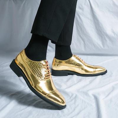 Luxury Designer Pointed Gold Black Brogue Oxford Leather Shoes for Men Formal Wedding Prom Dress Shoes Men Man Homecoming