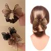 3Pcs Elegant Vintage Rhinestone Bow Headband - High Elastic Ladies Headwear, Mesh and Fabric Design