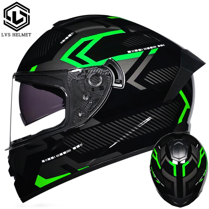 Imitation Street Car Helmet Men's Motorcycle 3C Electric Vehicle Full Helmet Autumn and Winter Knight Double Mirror Riding