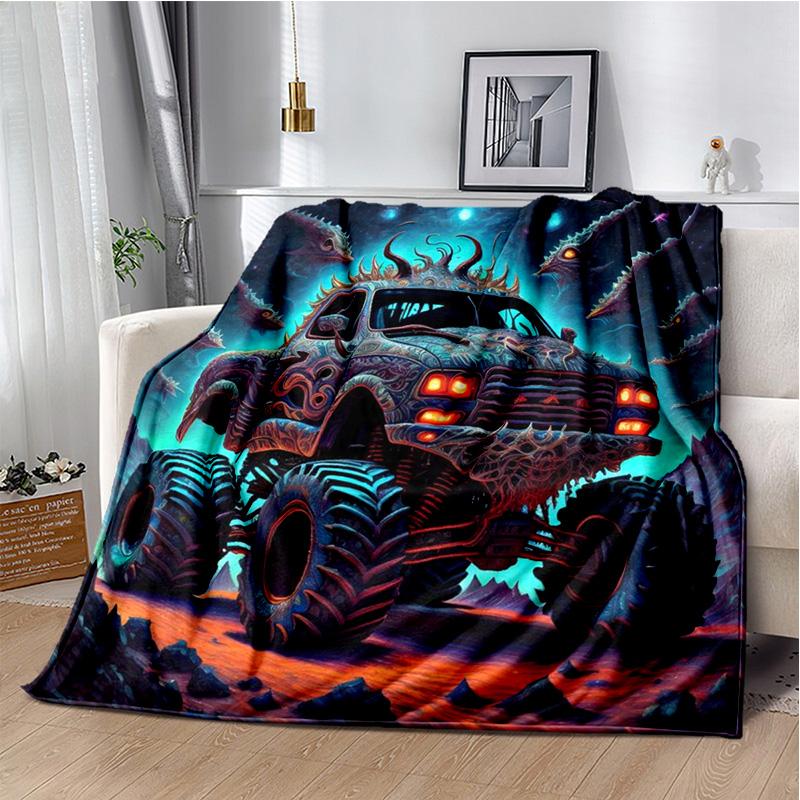 M-Monster Jam Grave Digger Truck Sofa Blanket Lightweight Warm Insulation Blanket Bed Office Car Knee padsThrow Blanket