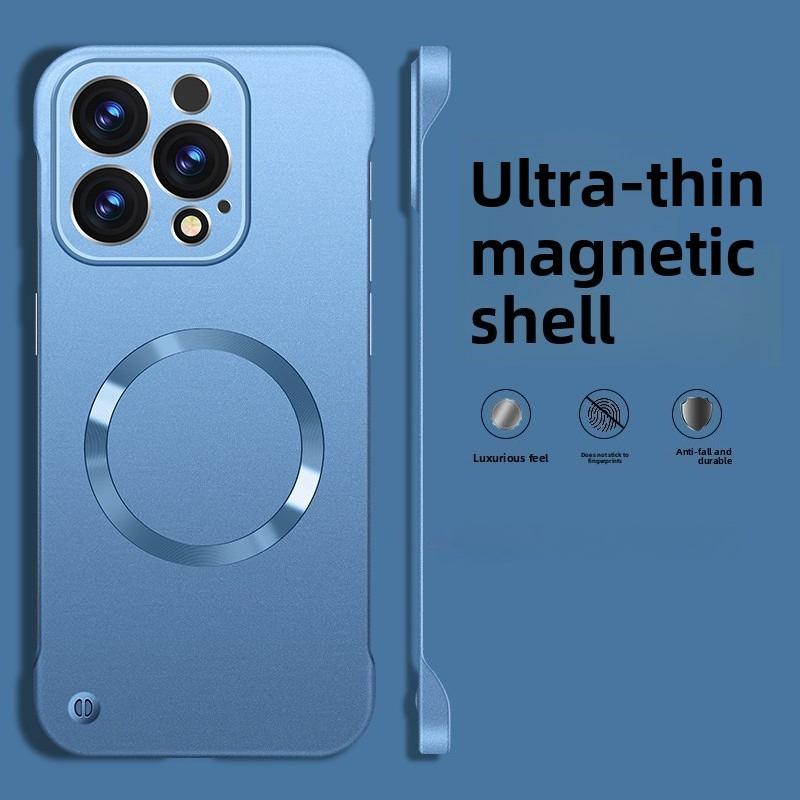 Frameless Magnetic Phone Case For iPhone 17 Air 16 15 14 13 12 Pro Max Plus For Magsafe Solid Color Hard PC Back Cover